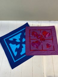 Pair Of Spectacular Art Quilt Wall Hangings Or Tapestries By Local Artist Frances Rosenfeld