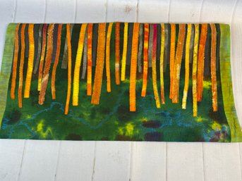 Delightful Art Quilt Wall Hanging Or Tapestry By Local Artist, Frances Rosenfeld Titled Golden Forest