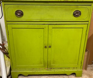 Adorable Solid Wood Bright Green Cabinet With Drawer