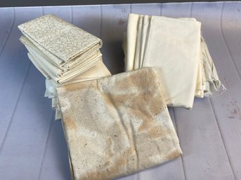 Lot Of Miscellaneous Quilting Or Sewing Fabric Of Various Sizes, White, Ivory & Light Beige