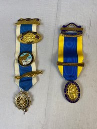 Two Gold Filled Pins, Daughters Of The American Revolution And Colonial Dames