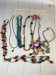 Miscellaneous Costume Jewelry Necklaces, Various Materials And Motifs