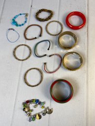 Miscellaneous Lot Of Vintage Bracelets Of Various Materials, Designs And Colors