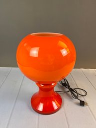 Spectacular Vintage 1970s Retro Orange Opaline Glass Lamp By Indigo Maurer