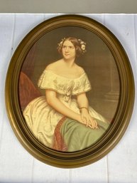 Vintage Print Of Jenny Lind, A World Renowned Opera Singer In The 1800s, In An Oval Frame