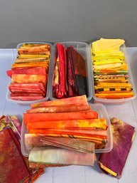 Lot Of Miscellaneous Quilting Or Sewing Fabric Of Various Sizes- Some Are Hand Dyed