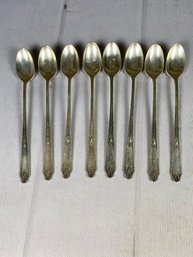 Eight Antique Sterling Silver Iced Tea Spoons By Whiting Manufacturing Corp, Cinderella Pattern (232 Grams)