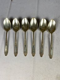 Six Antique Sterling Silver Teaspoons By Whiting Manufacturing Corp, Cinderella Pattern (170 Grams)