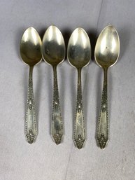 Four Antique Sterling Silver Baby Spoons By Whiting Manufacturing Corp, Cinderella Pattern (39 Grams), Lot A