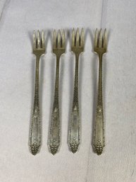 Four Antique Sterling Silver Child Forks By Whiting Manufacturing Corp, Cinderella Pattern (64 Grams), Lot A