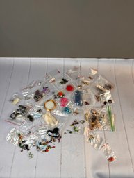 Eclectic Lot Of Vintage Jewelry Making Beads, Charms, And Wire As Well As An Assembled Necklace