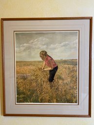 Adorable Framed Limed Edition Print By Lundy Hoyle Gill Titled Lundy In The Wheat