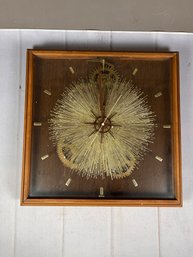 Great Mid Century Modern Framed Sunburst Clock By Sunbeam