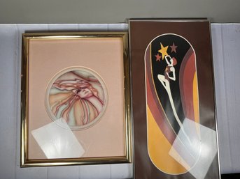 Two Stunning John Luke Eastman Art Deco Framed And Matted Prints With Incorporated Wording