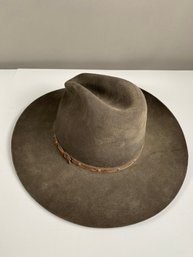 Wonderful Genuine Fur Felt Hat With Leather Band By Beaver Brand Hats