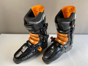 Black & Orange Kneissl Flexon Pro Ski Boots, Size 9 To 10-1/2