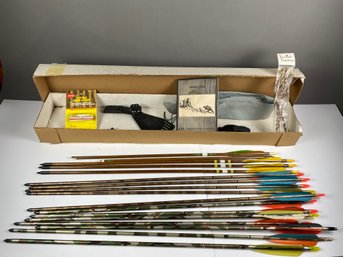 Large Lot Of Arrows & Accessories, Easton Gamegetter, And A Package Of Bitteroot Bowstrings