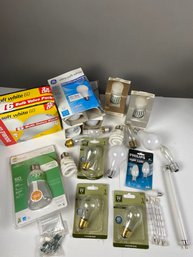 Large Lot Of Light Bulbs Of Various Shapes And Sizes