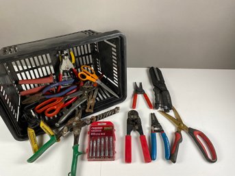 Large Lot Of Miscellaneous Tools Including Scissors, Wire Cutters, Wire Strippers, Precision Screwdriver Set