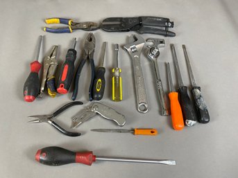 Lot Of Miscellaneous Tools, Great For Beginner Toolkit, Including Adjustable Wrench, Pliers, Screwdrivers
