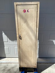 Vintage Tall Narrow Metal Garage Cabinet Or Tool Storage Locker, Interstate Metal Products, Chicago