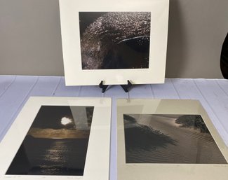 Set Of 3 Original Signed & Matted Prints By Local Artist, Howard Rosenfeld, Moon, Sand