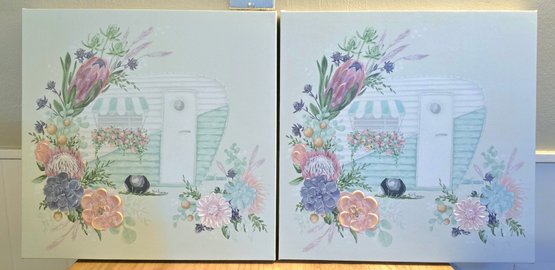 Gorgeous Set Succulent Featured Campers On Canvas  Wall Art. Lot Of 2