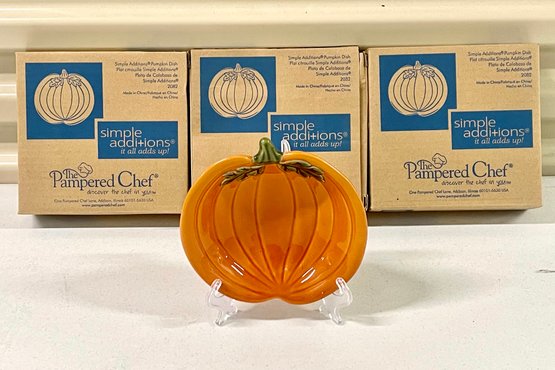 Pampered Chef Pumpkin Candy Dish - Lot Of 3