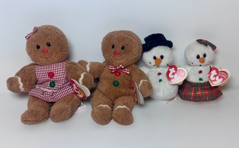 Adorable Collection Of Christmas Beanie Babies And Mini Beanie Babies - Set Of 4