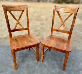 Oak X Back Dining Chairs - Set Of 2