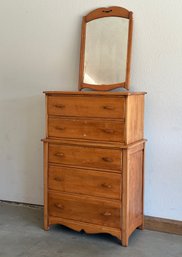 Amish Oak 5 Drawer Dresser W/ Mirror