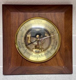 Vintage Wood And Brass Barometer