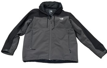 Black And Grey Mens Northface Jacket W/ Detachable Hood Size XL