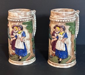 Beautiful Playing In The Woods Beer Stein Mugs - Set Of 2
