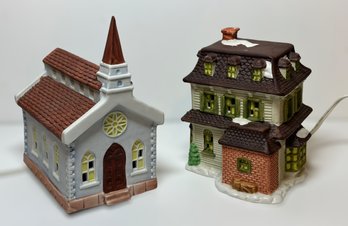 Decorative Ceramic Light Up Winter Village Buildings