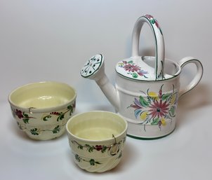 Vintage Ceramic Watering Pitcher And Telefloral Hanging Planters