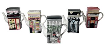 Unique Collection Of MRSF INC Town Teapots - Set Of 5