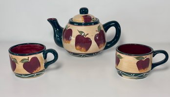 Casa Vero Hand Painted Apple Teapot And Cup Set By ACK