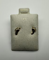 14K Gold Footprint Earrings