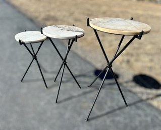 MCM Marble Plant Stands - Set Of 3