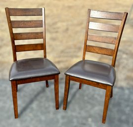 Ladder Back Leather Dining Chairs - Set Of 2