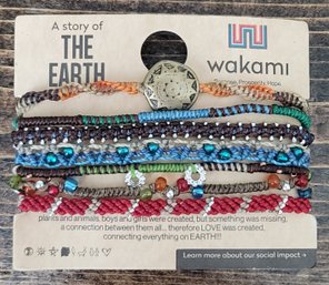 Beautiful Wakami Colorful Earth Charm Bracelets.  Set Of 7