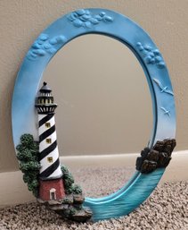 Unique Lighthouse On The Ocean Oval Mirror