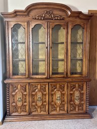 Beautiful China Cabinet W/ Glass Panels And Wooden Cabinets