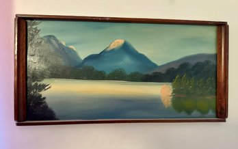 Beautiful Hand Painted Mountains On The Lake Art Work