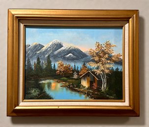 Beautifully Framed Hand Painted Mountain Scenery