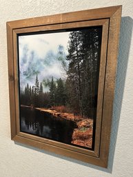 Beautiful Mountain Scenery Picture Print W/ Wood Frame