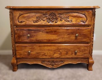 Absolutely Stunning Solid Wood Dresser W/ Embellished Drawers And Sides