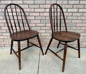 Set Of 6 Spindle Back Walnut Chairs