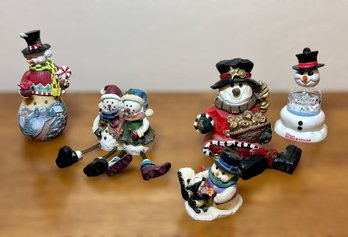 Beautiful Assortment Of Vintage Decorative Snowmen - Set Of 5